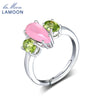 2020 Natural Rose Quartz & Peridot S925 Adjustable Rings Silver Color 925-Sterling-Silver Gemstone Fine Jewelry LMRI064