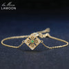 2mm 0.06ct 100% Natural Emerald 925 Sterling Silver Jewelry 14K Yellow Gold Plated Chain Charm Bracelet S925 LMHI003