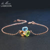 3ct Oval Yellow Citrine Green Peridot BlueTopaz 925 Sterling Silver Jewelry S925 Charm Bracelet LMHI022