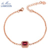 LAMOON- 5X7mm 1.1ct Natural Rectangular Red Garnet 925 Sterling Silver Jewelry Chain Charm Bracelet S925 LMHI001