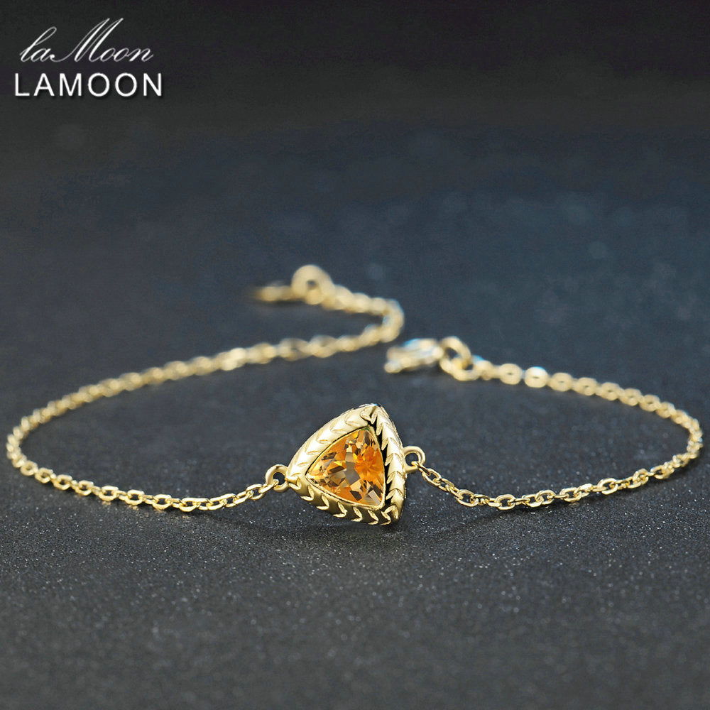 7mm 1.3ct 100% Natural Citrine 925 Sterling Silver Jewelry Chain Charm Bracelet S925 LMHI044