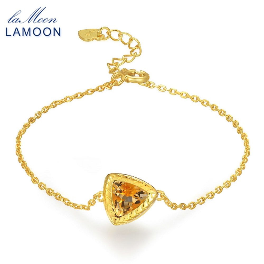 7mm 1.3ct 100% Natural Citrine 925 Sterling Silver Jewelry Chain Charm Bracelet S925 LMHI044