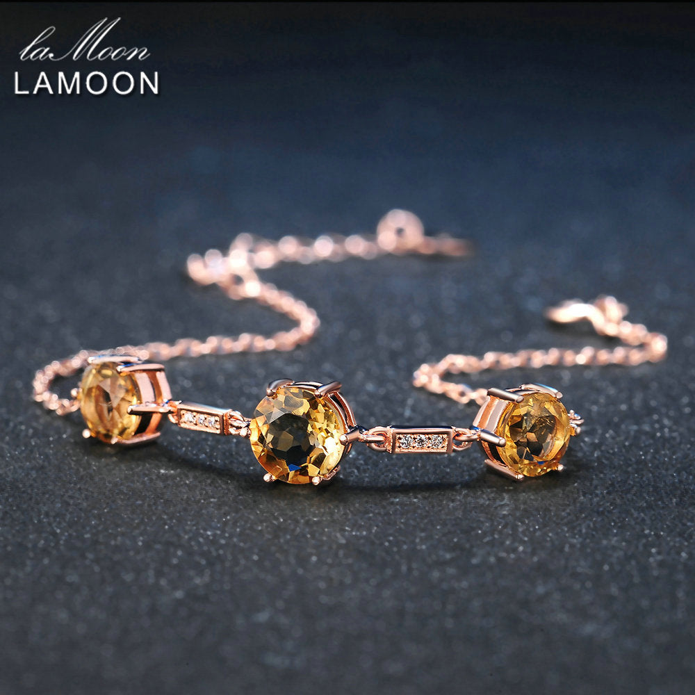 925 Sterling Silver Jewelry Amber Charm Bracelets Luxury Prong Setting 9mm&8mm Citrine Women Jewelry Chain Bracelet 2020