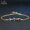 925 Sterling Silver Jewelry Charm Bracelets 4mm Purple Amethyst Red Garnet Blue Top Fashion Women Chain Jewelry ChALkeR