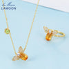 Amber Jewelry Sets 925 Sterling Silver Jewelry Animal Bee 5x7mm 1ct Natural Citrine Fashion Women's Yellow Rings Necklace