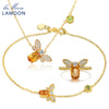 Bee 5x7mm 1ct 100% Natural Citrine 925 Sterling Silver Jewelry S925 Jewelry Set V027-1