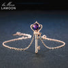 Bracelet For Women Crystal Crown Key Pendant Natural Teardrop Ruby 925 Sterling Silver Fine jewelry 14K Gold Plated HI034