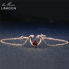 Bracelets For Women Natural Gemstone 0.6ct Red Garnet Love Heart 925 Sterling Silver Jewelry 18KGP Charms Bangles HI012