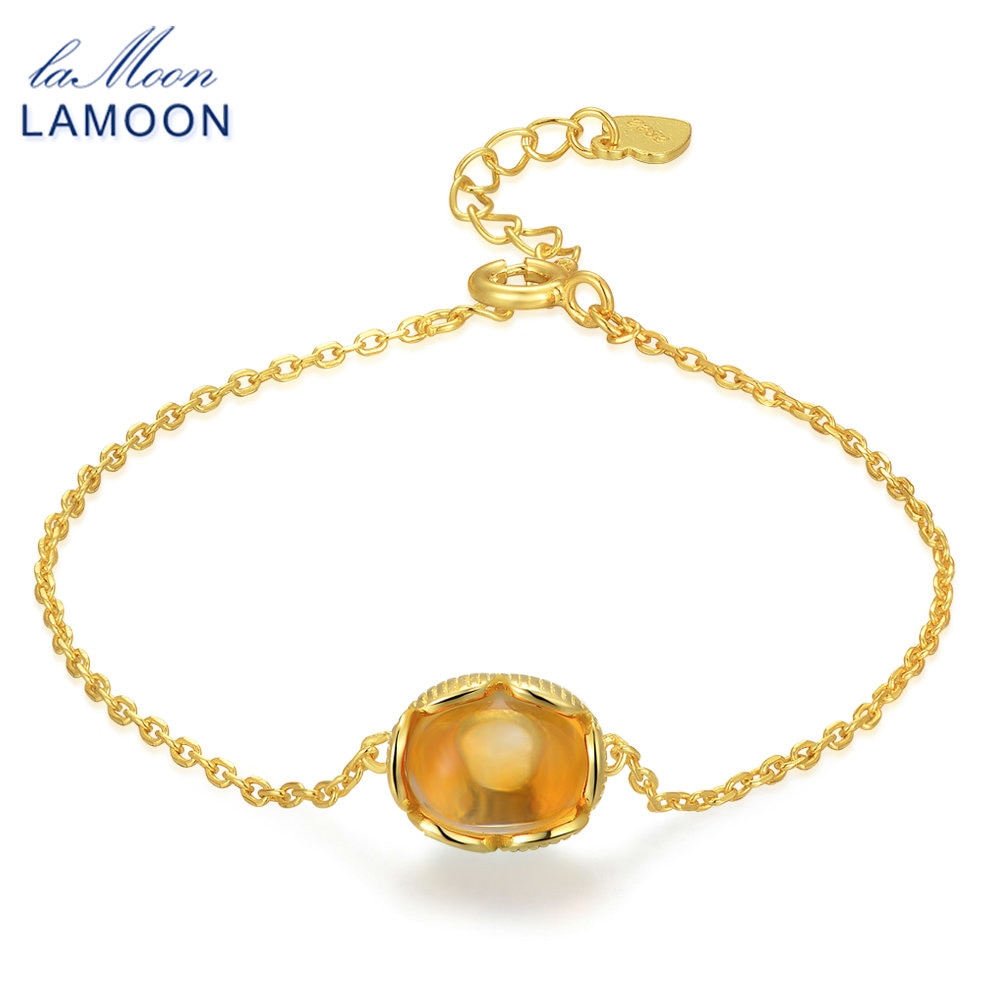 Bracelets for Women 100% Natural Citrine 925 Sterling Silver Chain Fine Jewelry Charm Bracelet Bangle Accessories HI046
