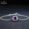 Charm Bracelet 925 Sterling Silver Jewelry Women Charms Bracelets 1.75ct Natural Purple Amethyst Pillows Almofadas Chain