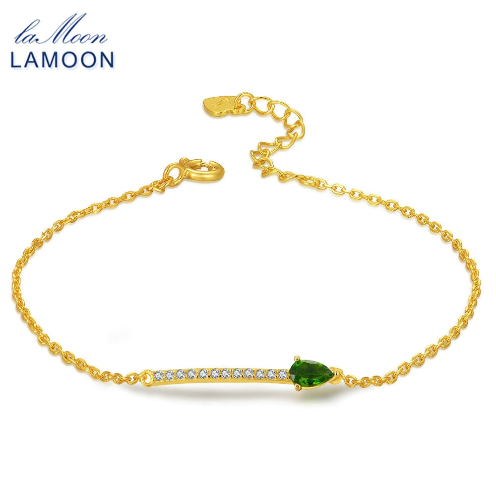 Charm Bracelet Femal 100% Natural Green Diopside Trendy 925 Sterling Silver Fine Jewelry for Women S925 Bracelets HI041