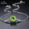 Charm Bracelets For Women 100% 925 Sterling Silver Classic 7mm Natural Round-cut Peridot Gemstone Fine Jewelry HI053