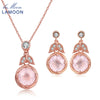 Classic Flower 100% Natural Pink Rose Quartz 925 Sterling Silver Fine Jewelry Sets Drop Earrings Necklace New Sieraden