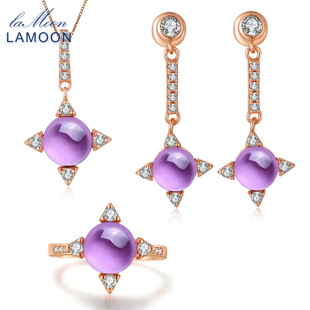 Cross star 2.2ct Natrual Amethyst 925 sterling-silver-jewelry Jewelry Set S925 For Women V009-1