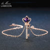 Crown Key 6x4mm 0.4ct Natural Teardrop Amethyst 925 Sterling Silver Jewelry Rose Gold Plated S925 Charm Bracelet LMHI024