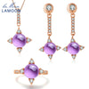 Fine Jewelry 2.2ct Natrual Purple Amethyst 925 sterling-silver-jewelry Rose Gold Fashion Jewelry Set For Women V009-1