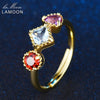 Fine Jewelry Adjustable Wedding Rings 4mm Purple Amethyst Red Garnet Blue Topaz 925 Sterling Silver Rings Grils Gift