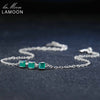 Fine Jewelry Bracelet 925 Sterling Silver Chain Square Green Chalcedony Bracelet Charm White For Fashion Girl