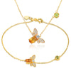 Fine Jewelry Set for Women S925 Sterling Silver Little Bee 1ct 100% Natural Citrine Bracelets Necklace Set V027-4
