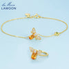 Fine Jewelry Sets 925 Sterling Silver Jewelry Animal Bee 5x7mm 1ct Natural Citrine Yellow Amber Charms Bracelet Rings New
