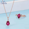 Jewelry Sets 925 Sterling Silver Jewelry Classic Teardrop Natural Rubin Garnet Pyrope Pendant Long Necklace Rings Fashion