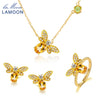 Little Bee 5x7mm 1ct 100% Natural Citrine Jewelry Sets for Women 925 sterling-silver-jewelry Fine Ring Earring Set V027-7