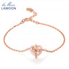 Love Heart Natural Gemstone Rose Quartz Charm Bracelet S925 Sterling Silver Fine Jewelry For Women LMHI047