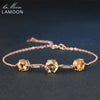 Luxury Citrine 925 Sterling Silver Jewelry Rose Gold Plated Charm Bracelets for Women Trendy Fine Bangles Bijoux HI025