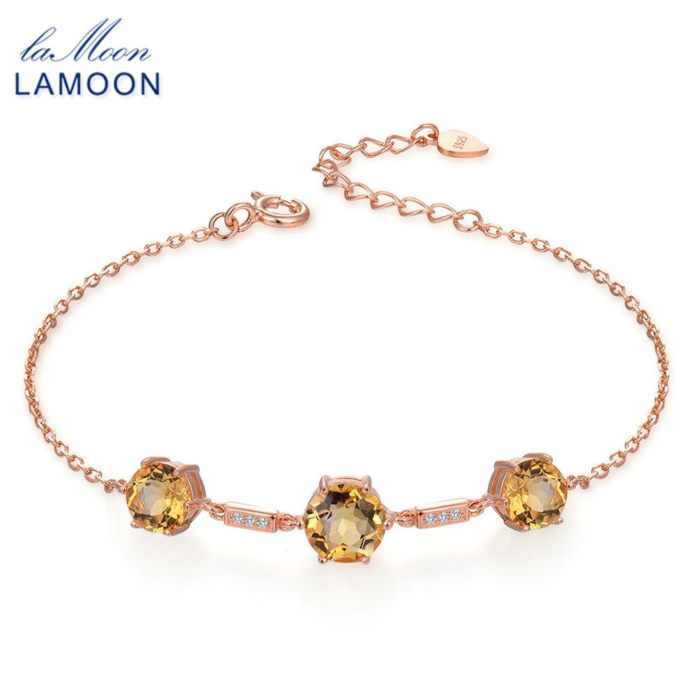 Luxury Prong Setting 9mm&8mm Citrine 925 Sterling Silver Jewelry Plated S925 Charm Bracelet LMHI025