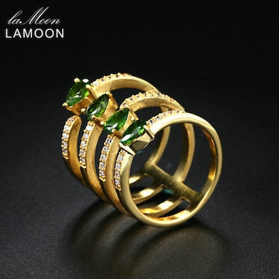Natural Diopside S925 Adjustable Rings 925 Sterling Silver Gemstone Cocktail Fine Jewelry for Women Bridal Sets LMRI061
