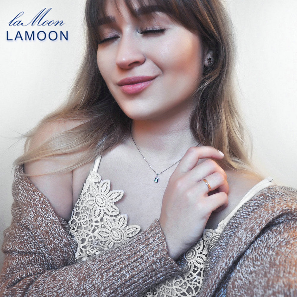 Natural Square Green Chalcedony 925 Sterling Silver Simple Chain Pendant Necklace Women Jewelry S925 LMNI038