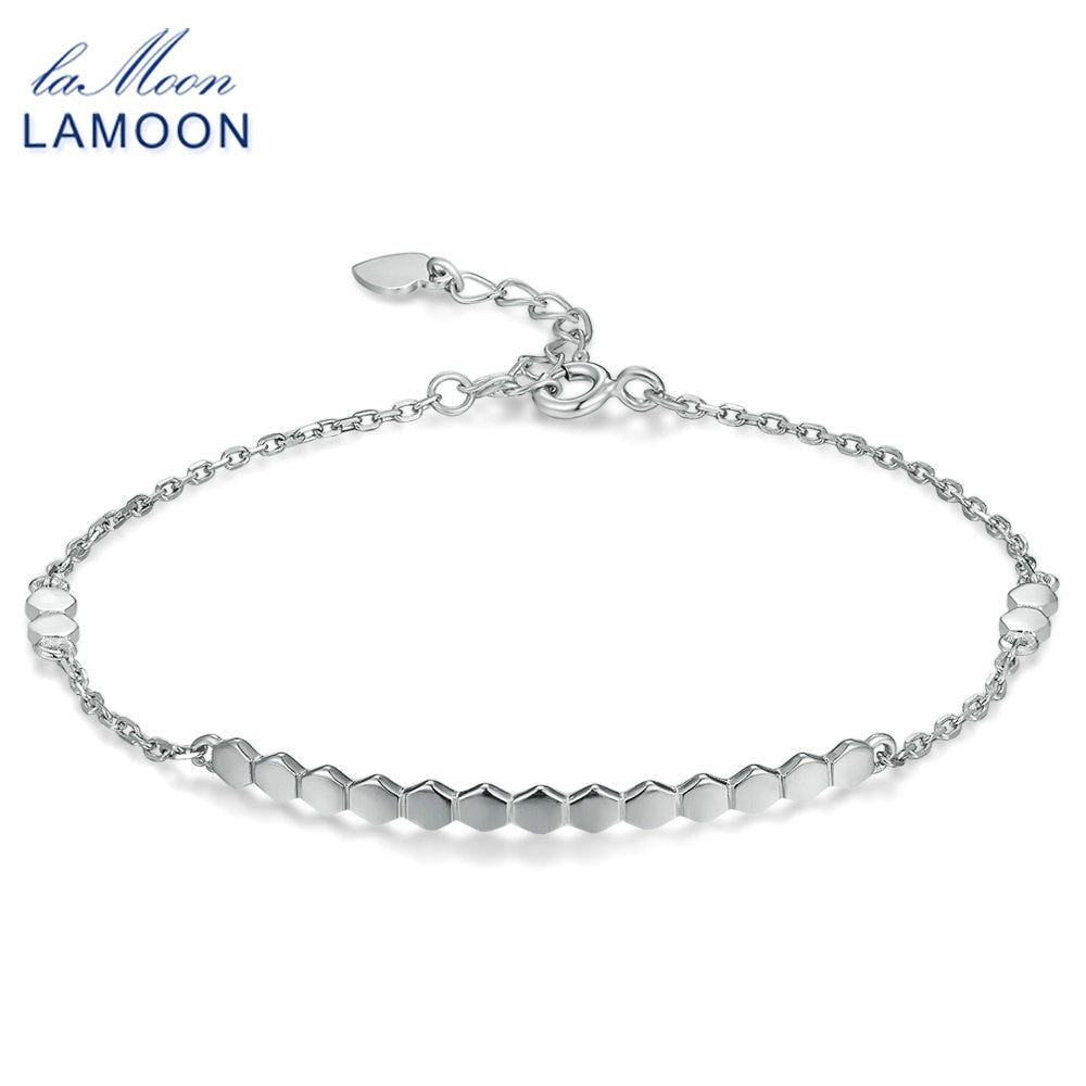 New Honeycomb S925 100% Real Sterling Sliver Fine Jewelry Chain Charm Bracelet HY016