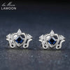 Princess Cut 0.2ct 100% Real Sapphire 925 sterling-silver-jewelry Crown Stud Earring S925 LMEI044