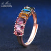 Rings Real Natural 6pcs 1.5ct Oval Multi-color Tourmaline Ring 925 Sterling Silver Fine Jewelry Engagement Anillos Mujer