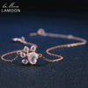 S925 5X5.5mm Rose Quartz 925 Sterling Silver Jewelry Charm Bracelet Rose Pink 100% Pendant Lovely Chain Wedding