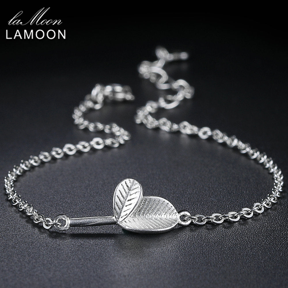 S925 Charm Bracelets For Women 100% 925 Sterling Pure Silver New Vivid Leaves with Texture Fine Jewelry Bracelet HY021