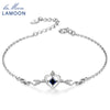 S925 Charm Bracelets for Women Heart Crow Princess Bangles Blue Sapphire 925 Sterling Silver Jewelry Bijoux Femme HI029