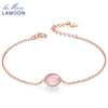 Simple 8x6mm 100% Natural Oval Pink Rose Quartz 925 Sterling Silver Jewelry S925 Charm Bracelet LMHI023