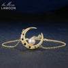 Moon Pearl Bracelets 925 Sterling Silver Jewelry Yellow Chain For Women Charm Fine Jewelry