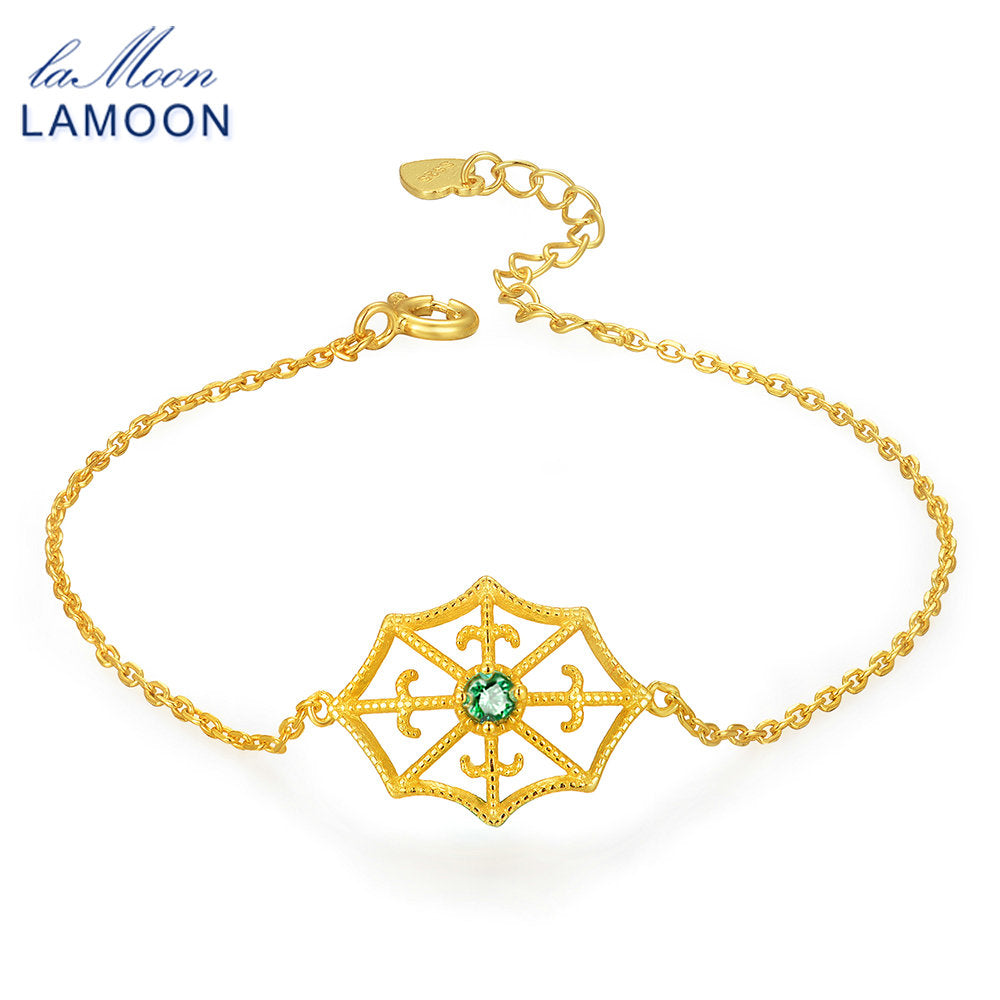 Spider Web 2.5mm Round Cut Green Emerald 925 Sterling Silver Jewelry Chain Charm Bracelet LMHI032