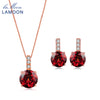Trendy 2ct Natural Red Garnet 925 Sterling Silver Jewelry S925 Jewelry Set V014-5