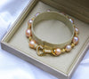 LAN CAI 2020 New Arrival Baroque Natural Pearl Love bracelets White/Pink/Grey baroque pearl beads bracelet for Women