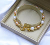 LAN CAI 2020 New Arrival Baroque Natural Pearl Love bracelets White/Pink/Grey baroque pearl beads bracelet for Women
