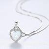 LAN CAI Genuine 925 Sterling Silver Opal Pendant Necklace Love Heart Yellow/Blue/White Opal High Quality Fine Jewelry for Women