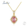 LAN CAI Romantic Pink Crystal 925 Sterling Silver Pendant Necklace 18K Gold Plated Gemstone Jewelry for Women Girlfriend Gift