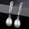 8-9mm Pearl Silver Stud Earrings for Women 925 Sterling-silver Vintage Style Dangle Hanging Earring Fine Jewelry Lovers