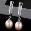 8-9mm Pearl Silver Stud Earrings for Women 925 Sterling-silver Vintage Style Dangle Hanging Earring Fine Jewelry Lovers