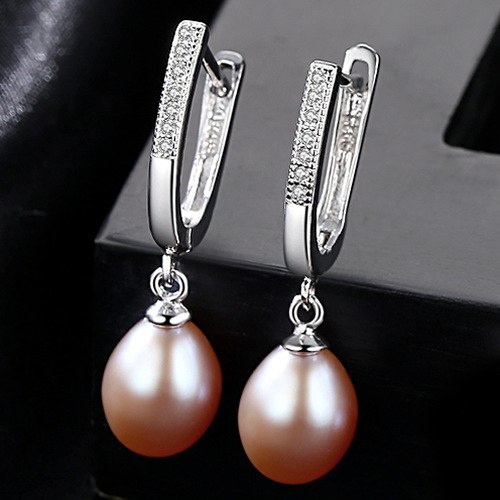 8-9mm Pearl Silver Stud Earrings for Women 925 Sterling-silver Vintage Style Dangle Hanging Earring Fine Jewelry Lovers