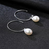 925 Sterling Silver Pearl Earrings Simple Design Natural Pearl Big Hoop Earrings for Women Fine Jewelry Gift