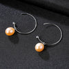 925 Sterling Silver Pearl Earrings Simple Design Natural Pearl Big Hoop Earrings for Women Fine Jewelry Gift